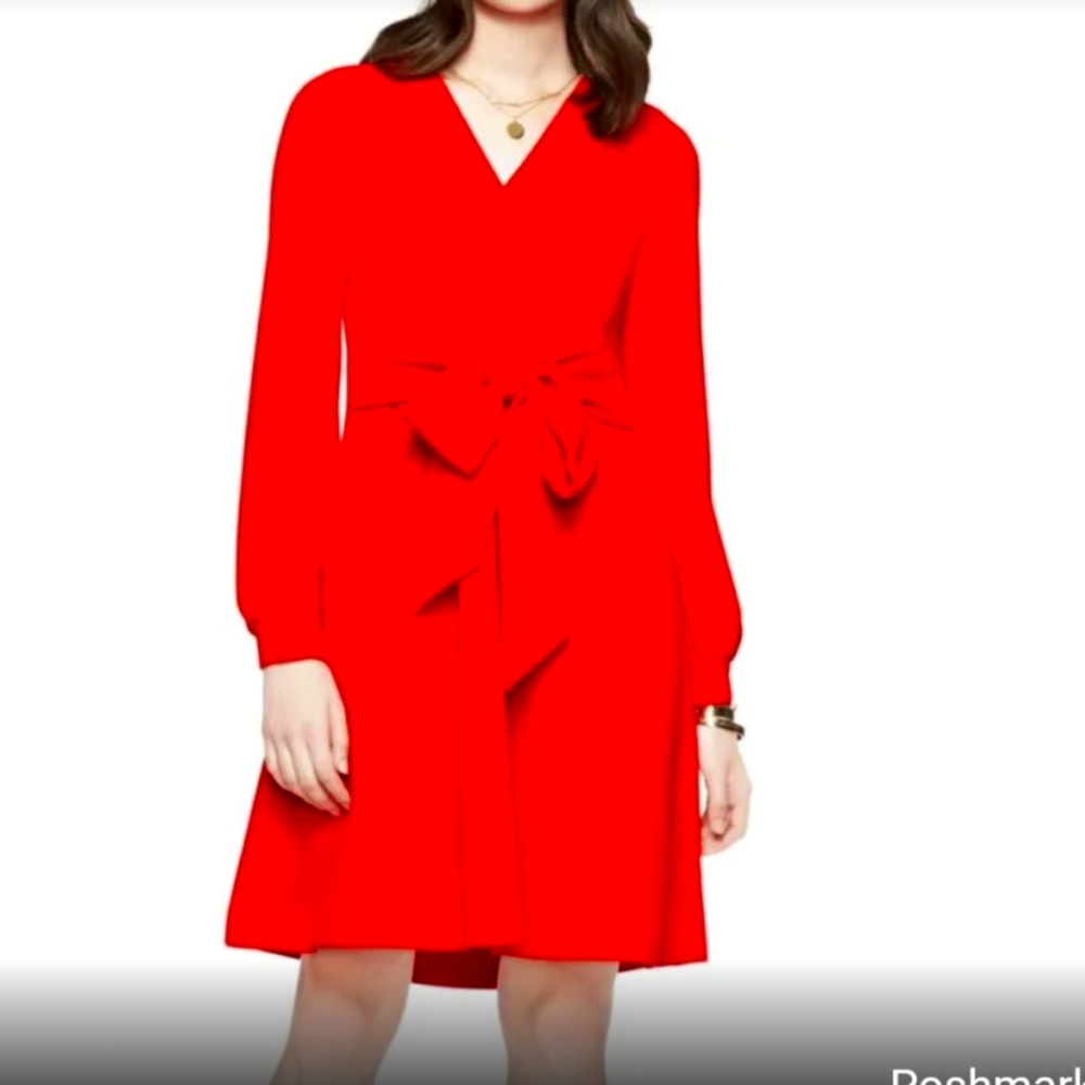Kate Spade Size 2 Tie Back Long Sleeve Red Dress